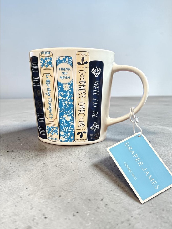 Draper James Other - Draper James Blue & Cream Book Spine Ceramic Mug